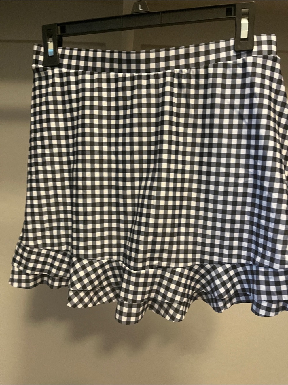 Gingham Drawstring Ruffle Swim Mini - Black & White - Picture 2 of 6